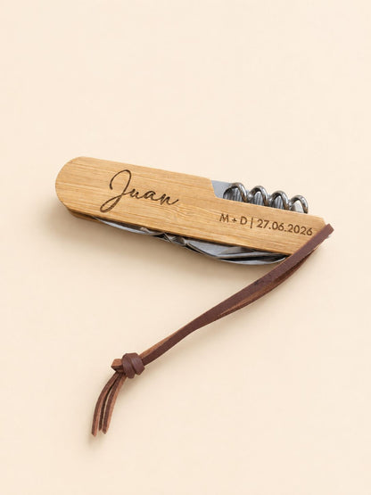 Navaja de madera personalizada con grabado láser, regalo exclusivo para hombres en bodas y celebraciones especiales - Veblani
