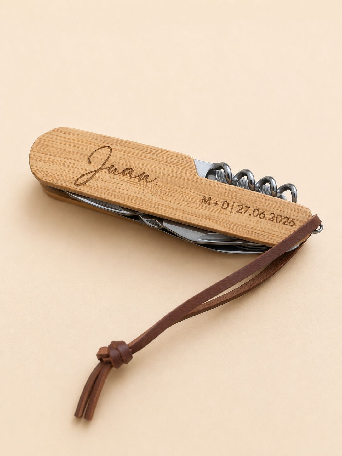 Navaja de madera personalizada con grabado láser, regalo exclusivo para hombres en bodas y celebraciones especiales - Veblani
